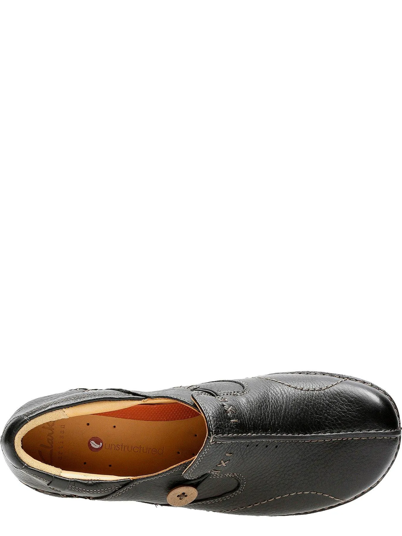 Clarks Un Loop Flat Leather Shoe - Black