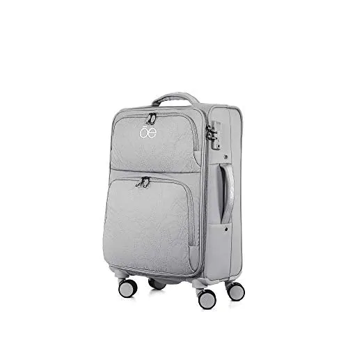 Cloe Carry-On 20 inch Embroidered Nylon Luggage in Gray Color