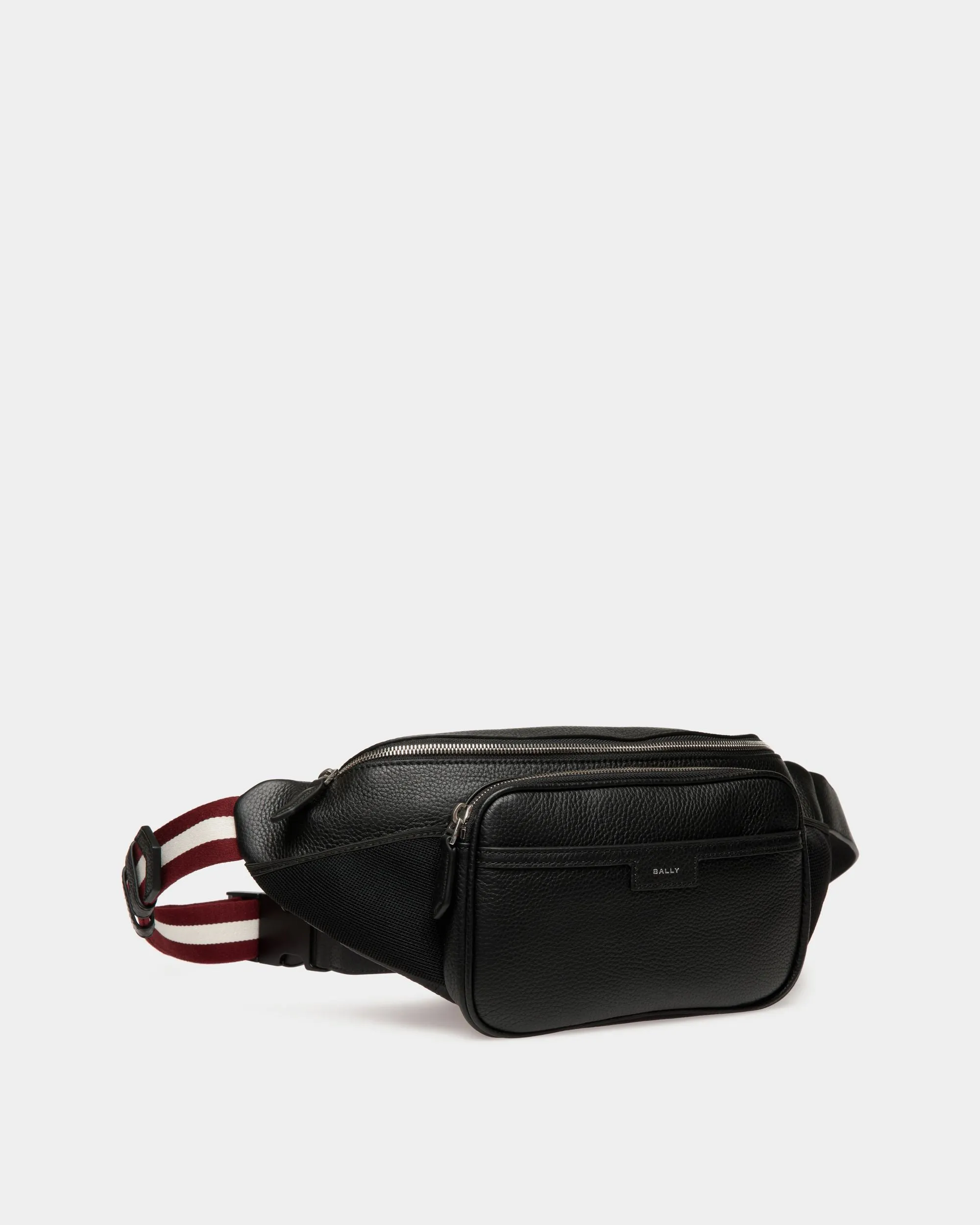 Code Belt Bag in Black Grained Leather