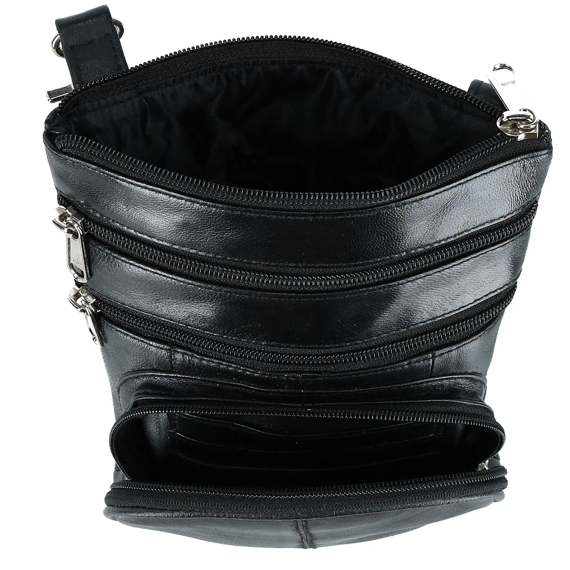 CTM Leather Biker Hook Waist Belt Bag with Thigh Strap