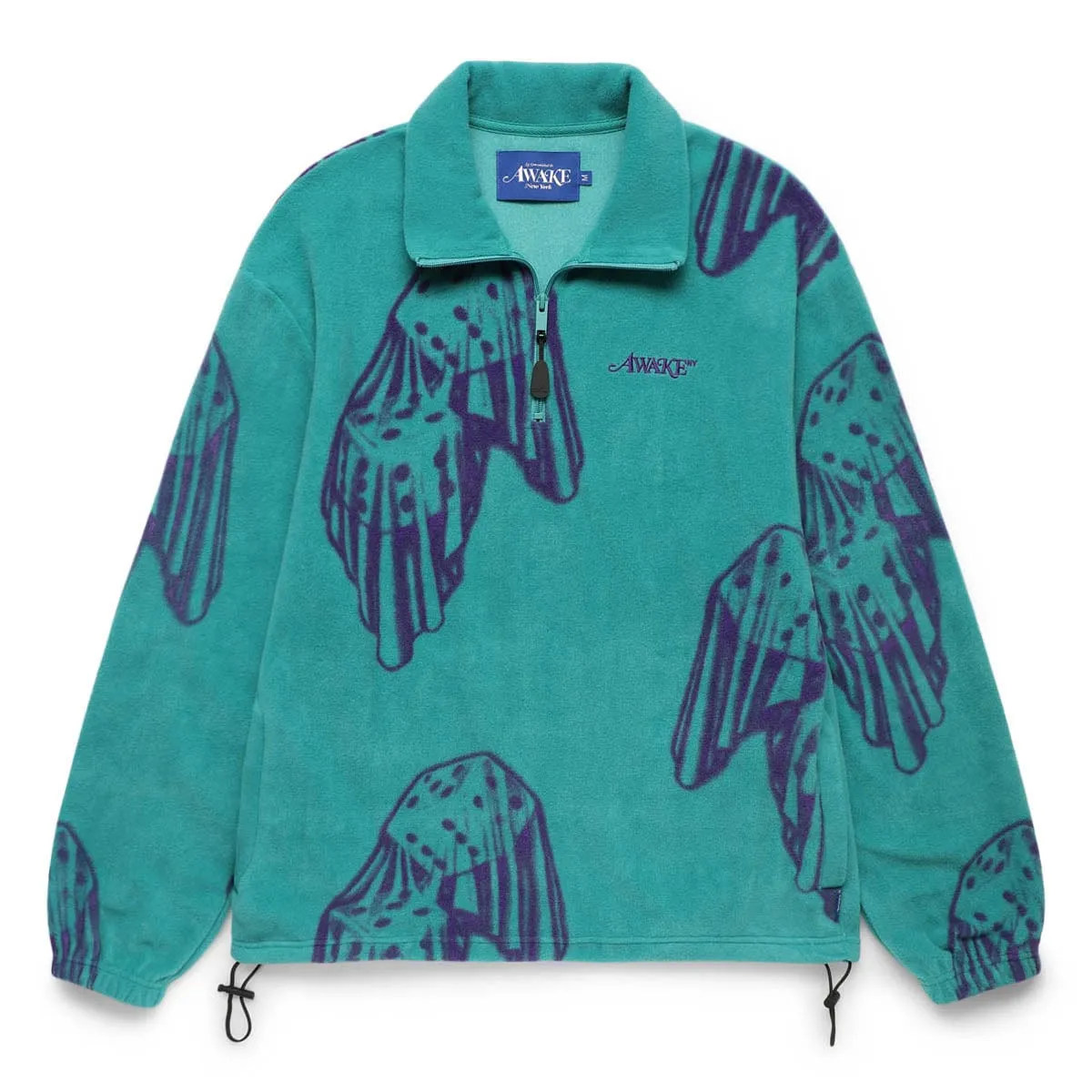 DICE PRINT FLEECE QUARTER ZIP PULLOVER TEAL/PURPLE | Bodega