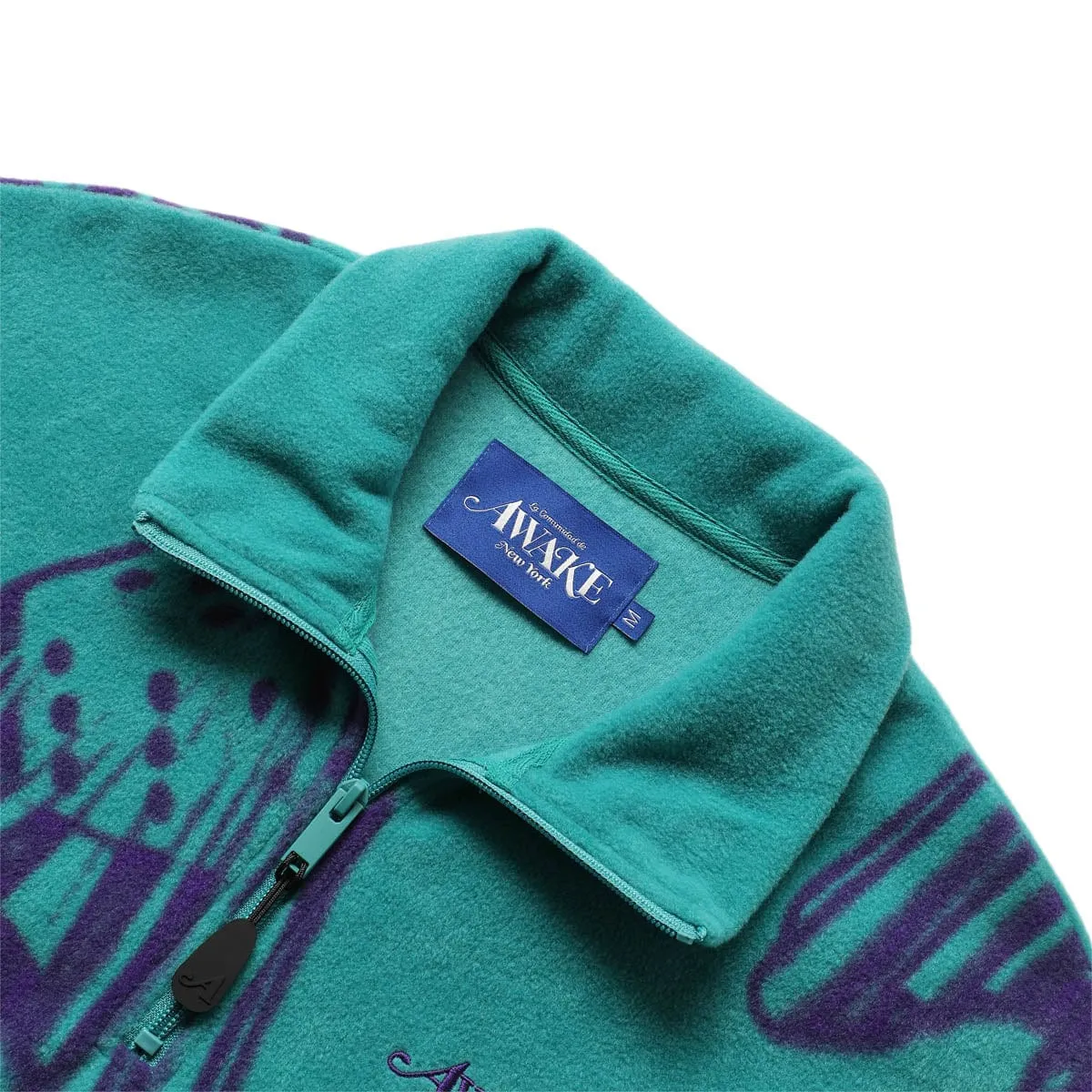 DICE PRINT FLEECE QUARTER ZIP PULLOVER TEAL/PURPLE | Bodega