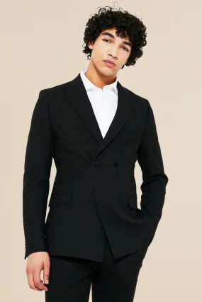 Double Breasted Skinny Seersucker Suit Jacket