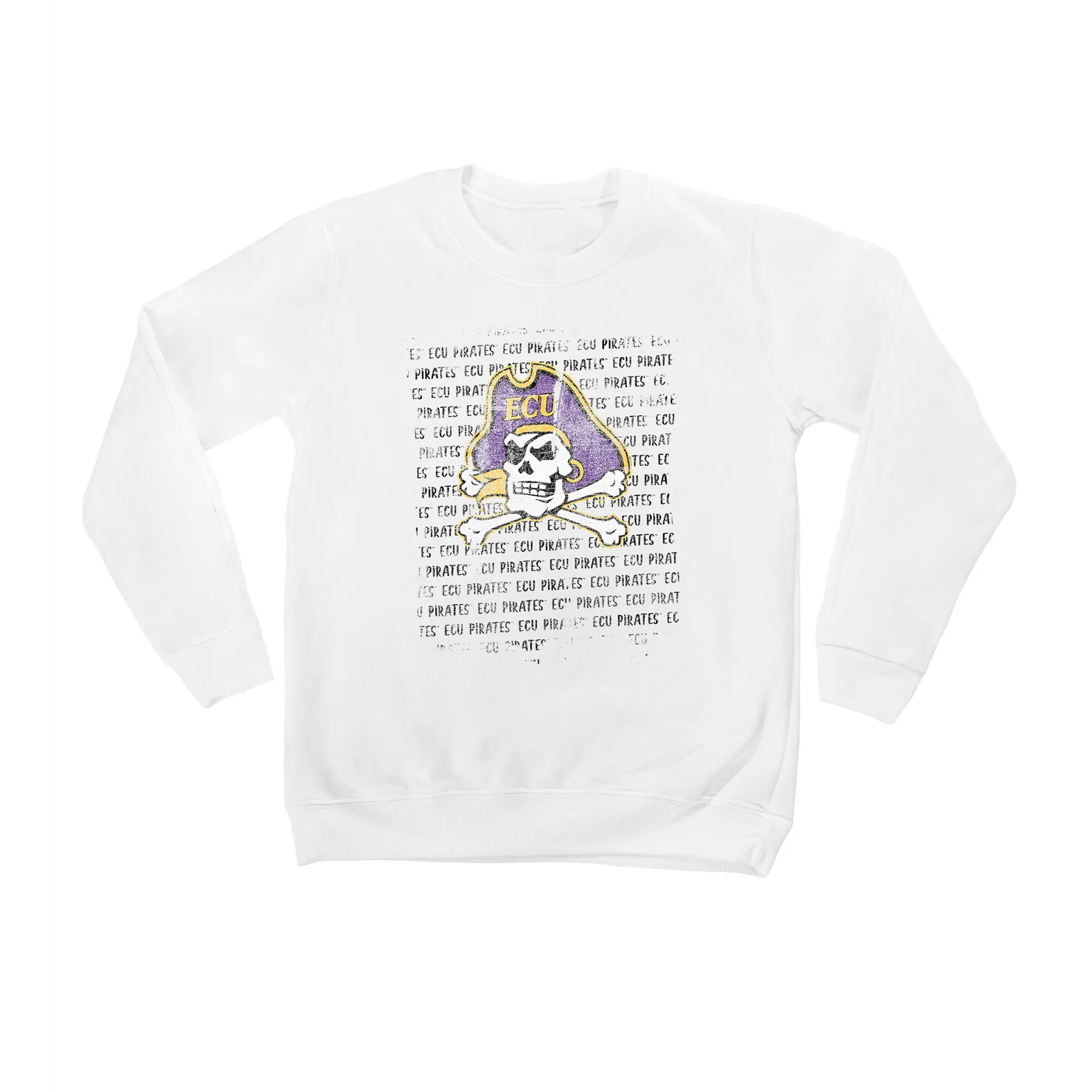 ECU Pirates Youth White Bold Type Pullover Sweatshirt