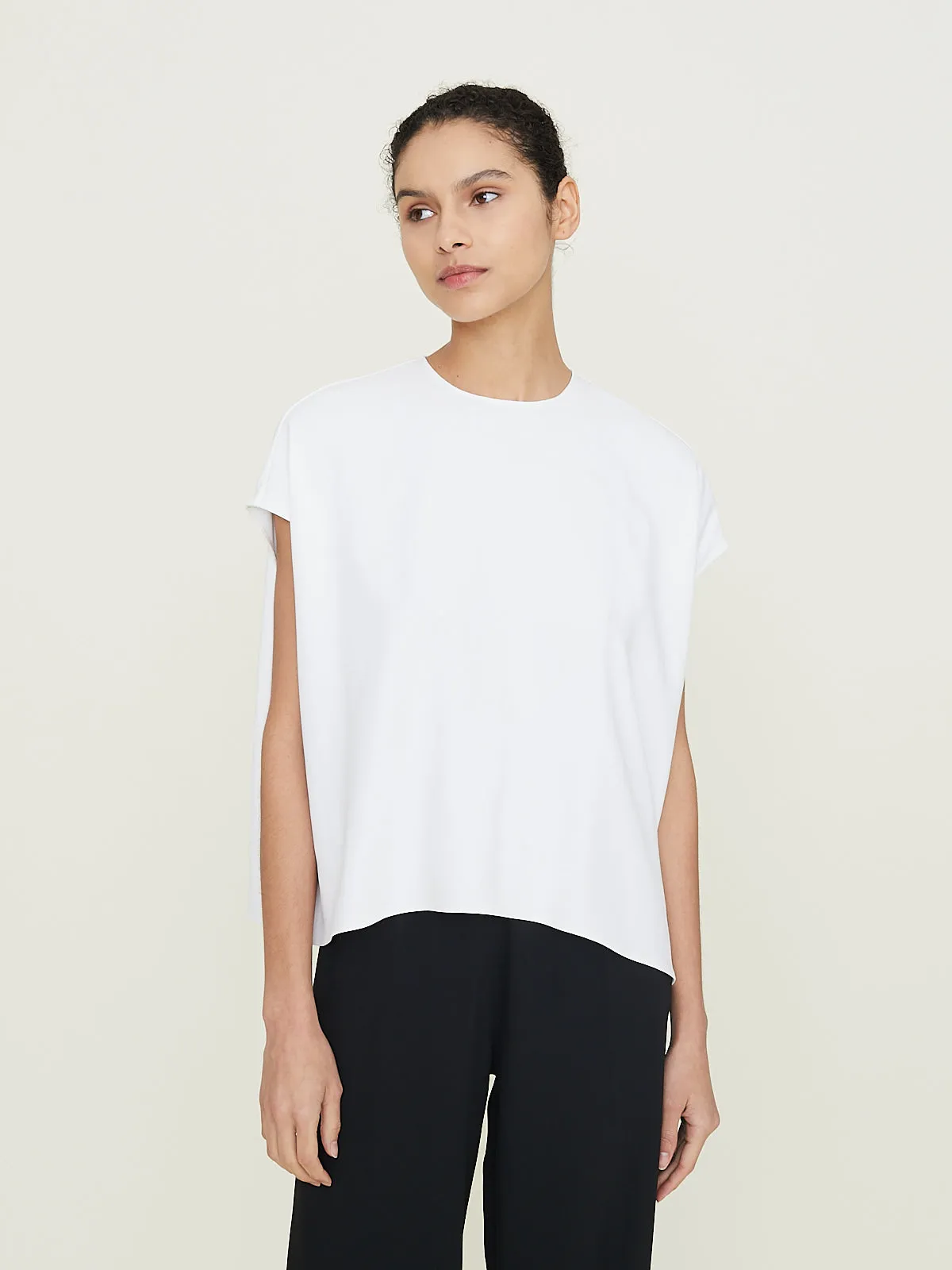 Ethel Asymmetrical Sleeveless Top in White