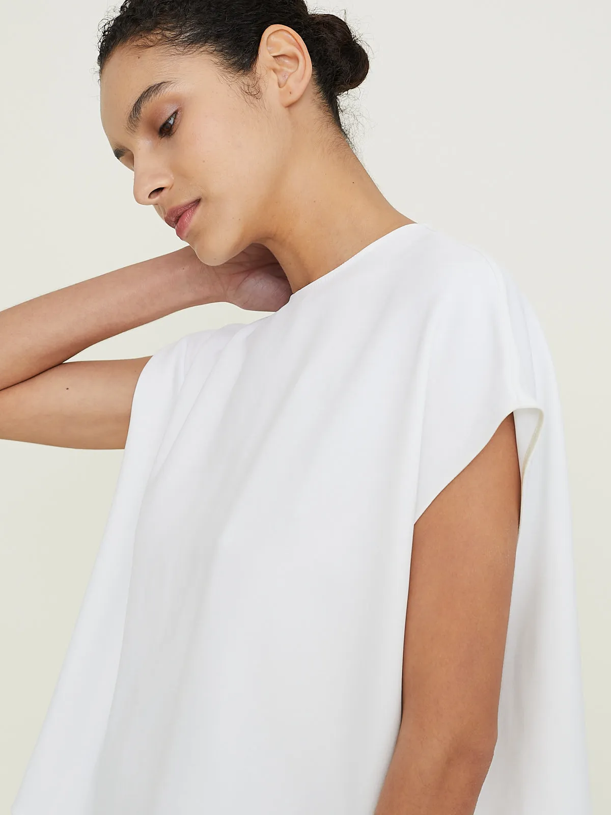 Ethel Asymmetrical Sleeveless Top in White