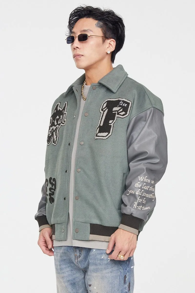 F2CE Skull Embroidered Varsity Jacket