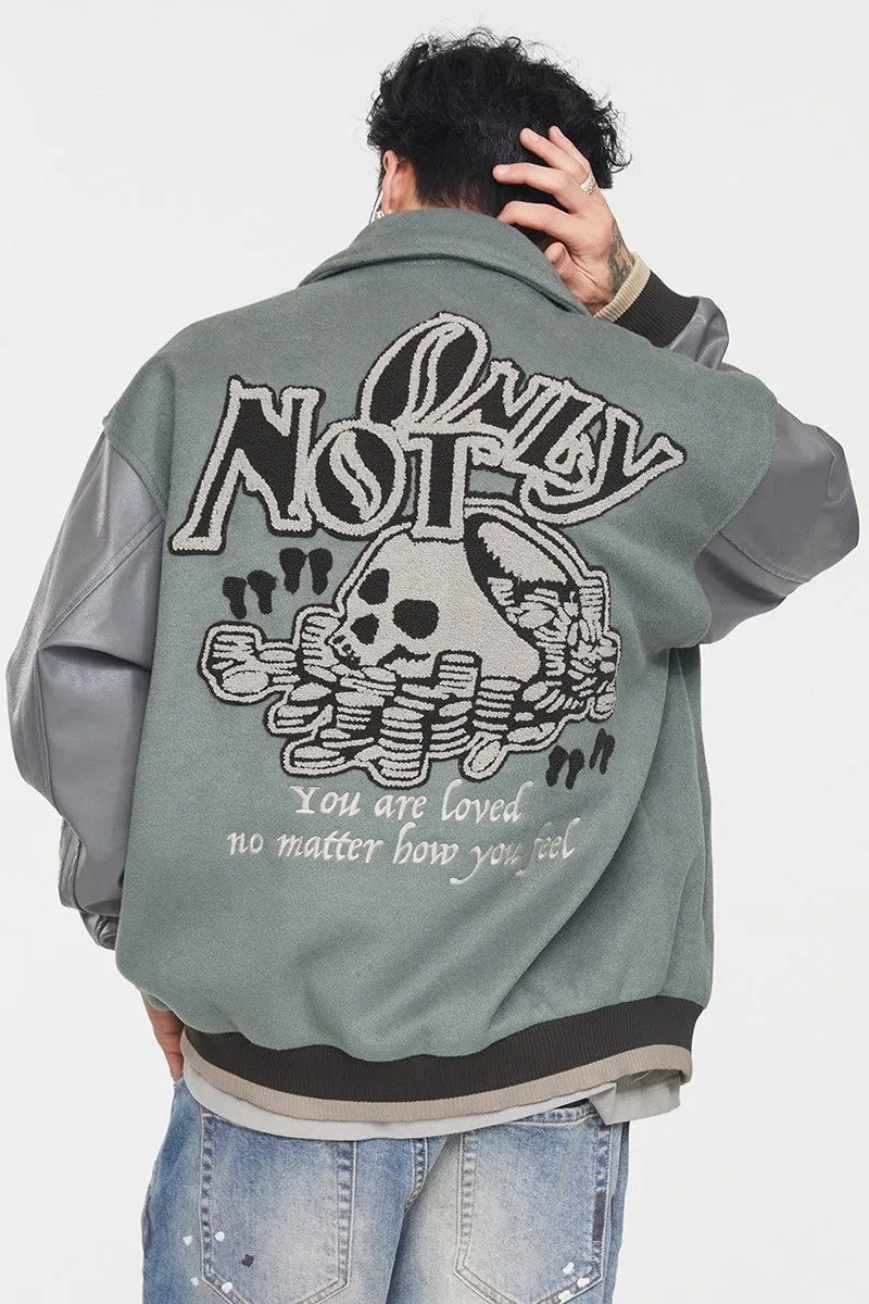 F2CE Skull Embroidered Varsity Jacket