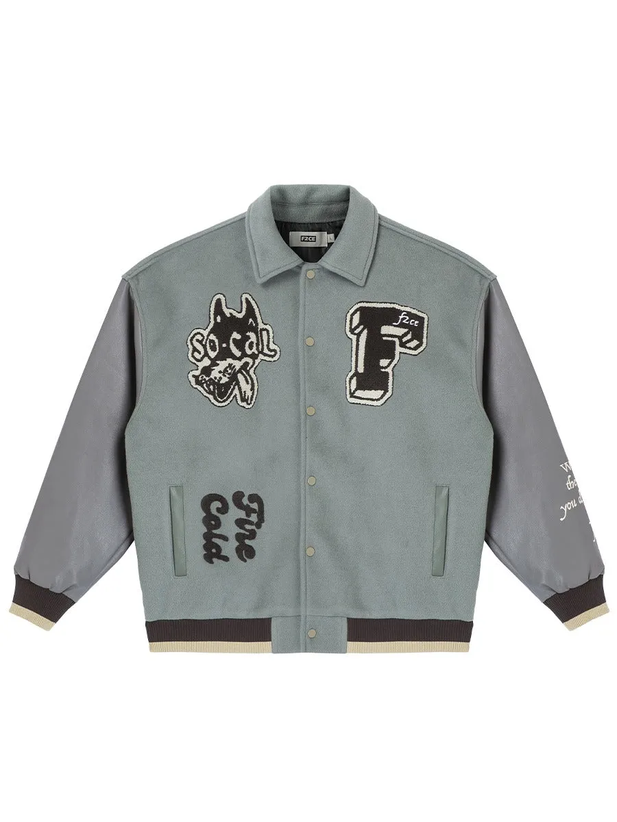 F2CE Skull Embroidered Varsity Jacket