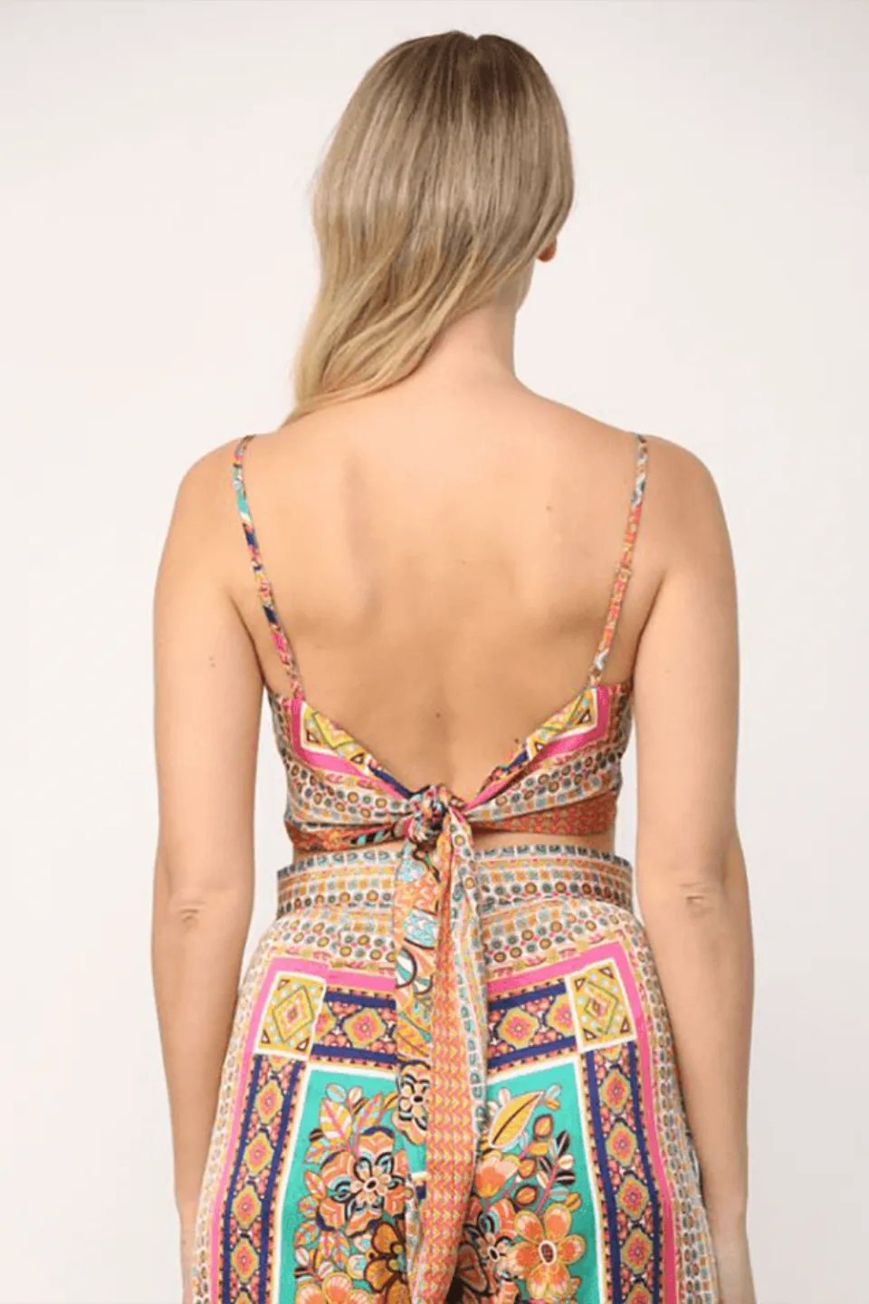 Fate Scarf Print Tie Back Cami Top