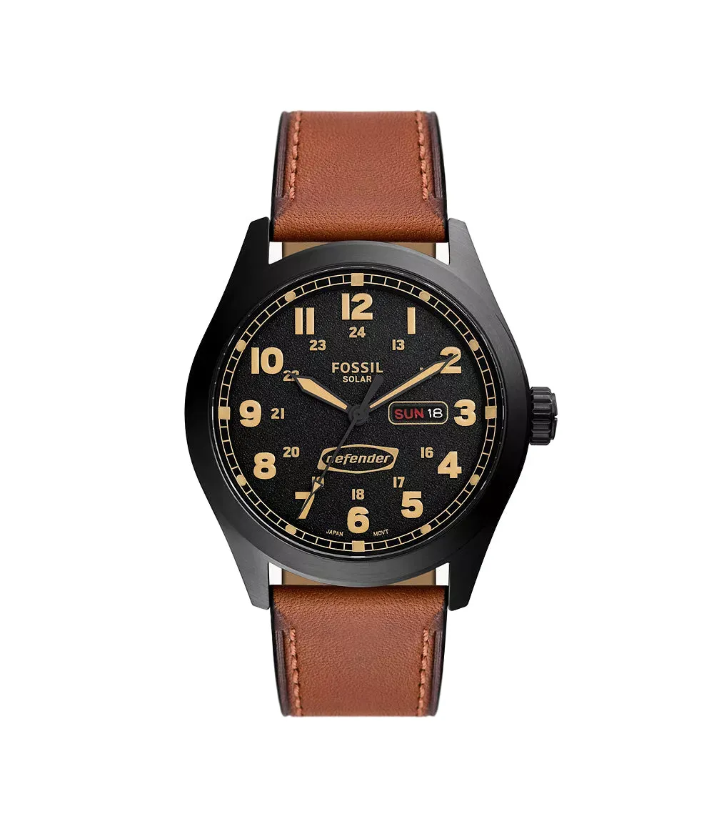 Fossil Defender Solar-Powered Luggage Leather Watch