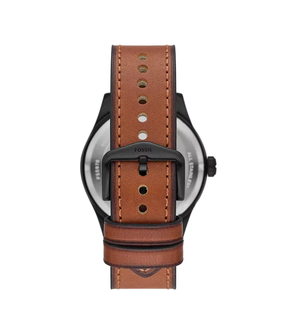 Fossil Defender Solar-Powered Luggage Leather Watch