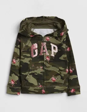 GAP Baby Green Print Logo Hoodie Sweatshirt