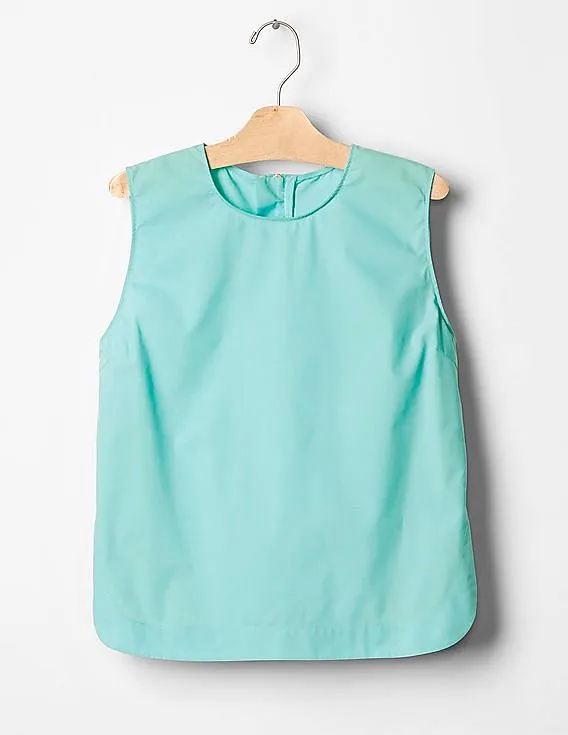 GAP Women Blue Poplin Sleeveless Top