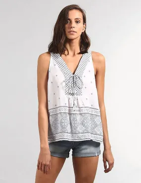 GAP Women White Woven Sleeveless Top