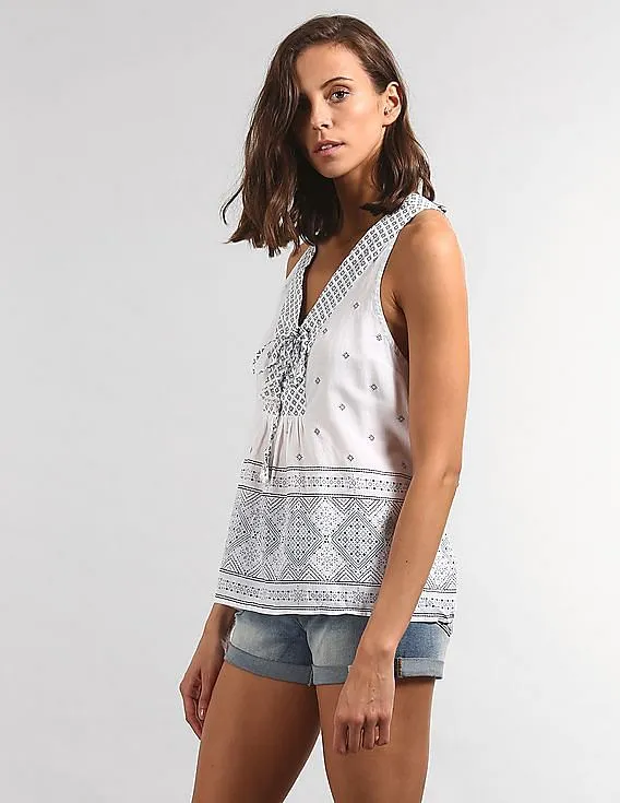 GAP Women White Woven Sleeveless Top