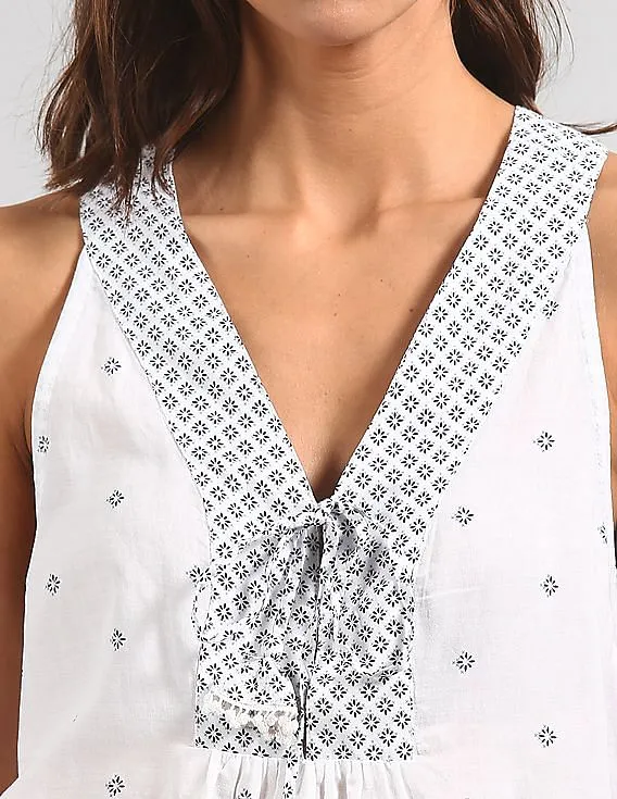 GAP Women White Woven Sleeveless Top