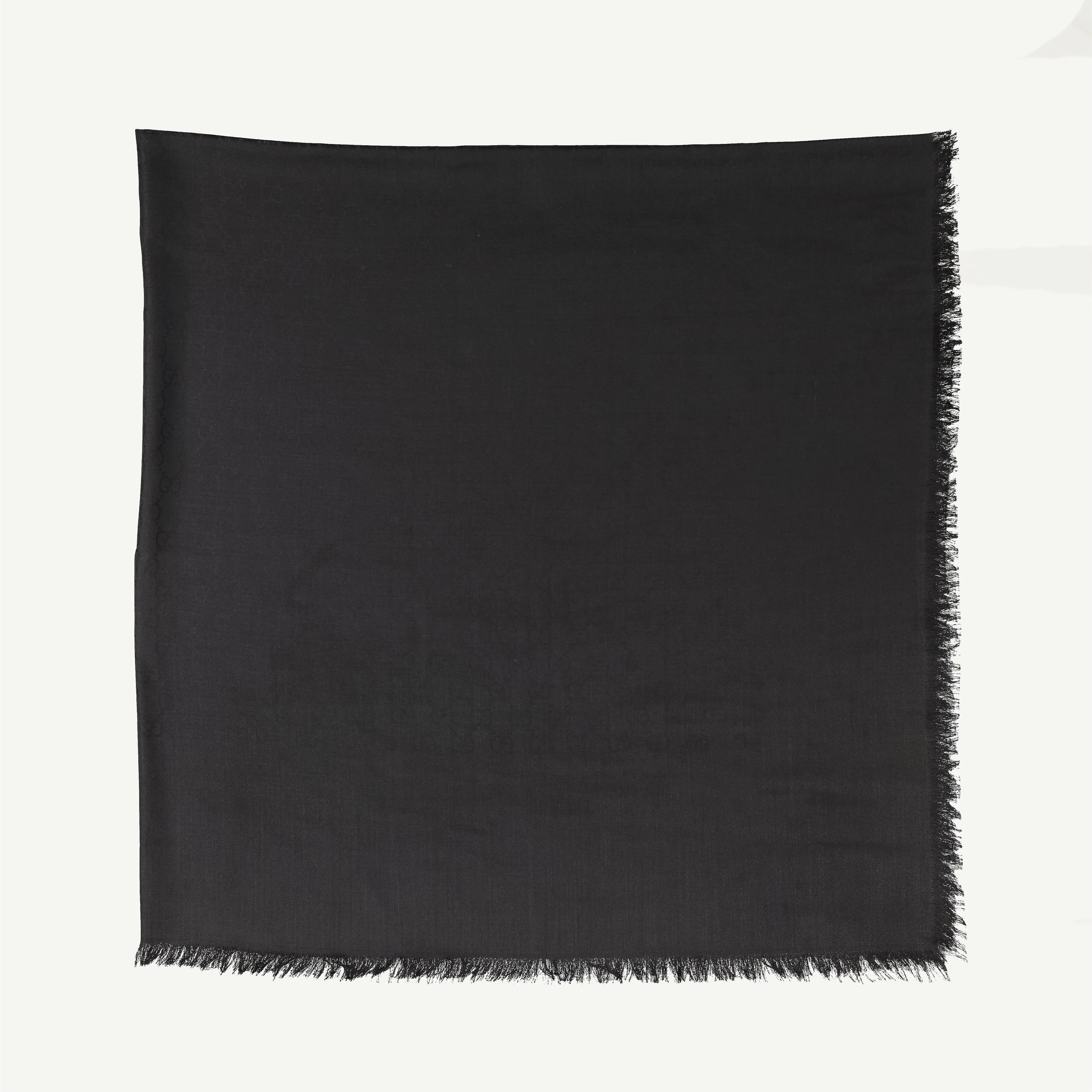 GG Silk Wool Anthracite Scarf