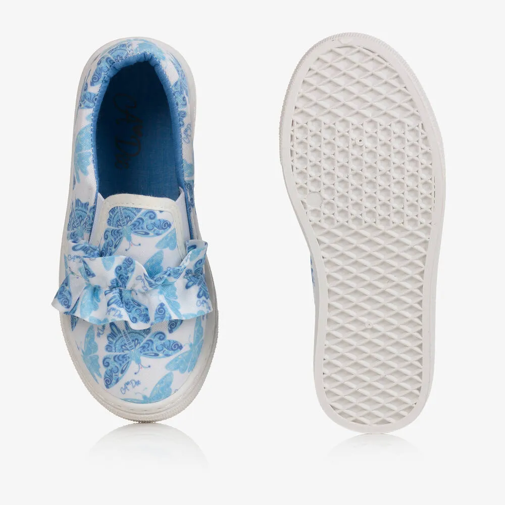 Girls Blue Butterfly Trainers