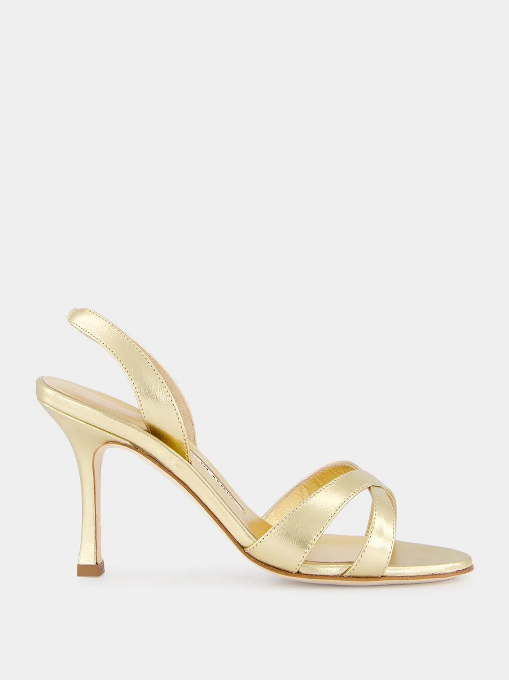 Gold Metallic Leather Slingback 90mm Sandals