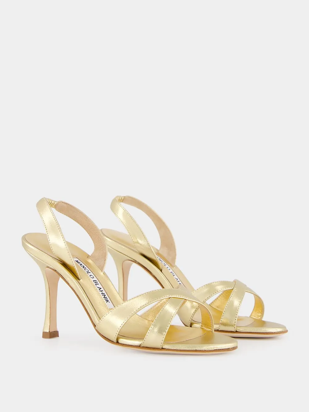 Gold Metallic Leather Slingback 90mm Sandals