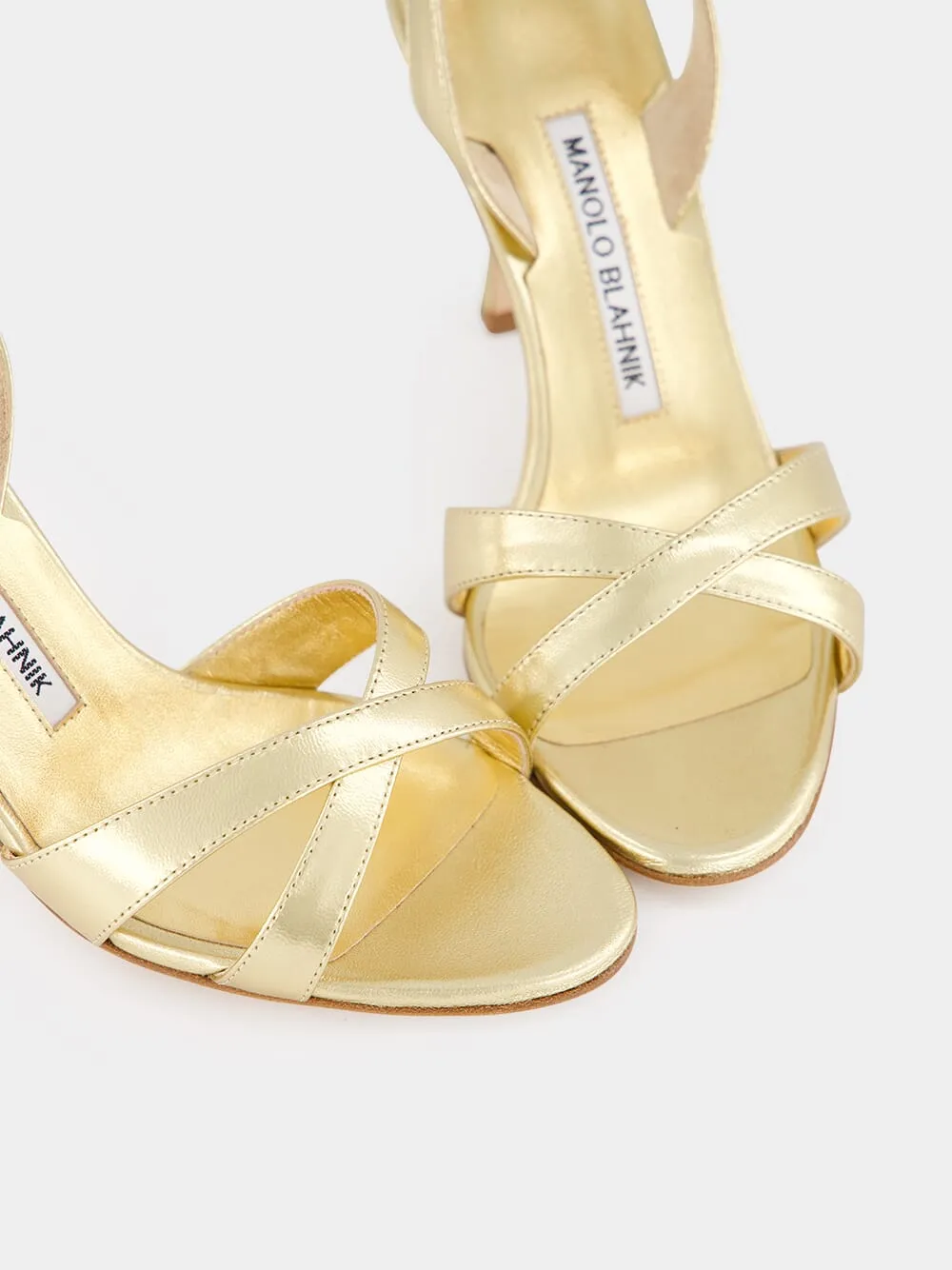 Gold Metallic Leather Slingback 90mm Sandals