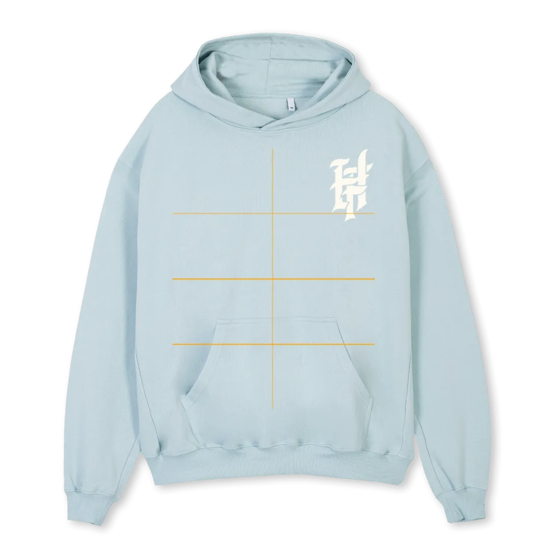 HARBORED FEELINGS Cold Blue Oversized Hoodie.