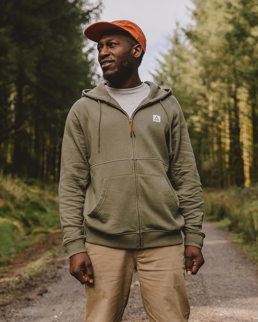 Heritage Full Zip Recycled Cotton Hoodie - Dusty Olive