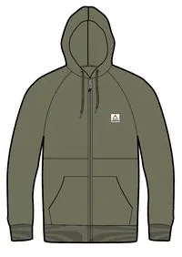 Heritage Full Zip Recycled Cotton Hoodie - Dusty Olive