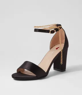 I LOVE BILLY Donki Black Satin Sandals