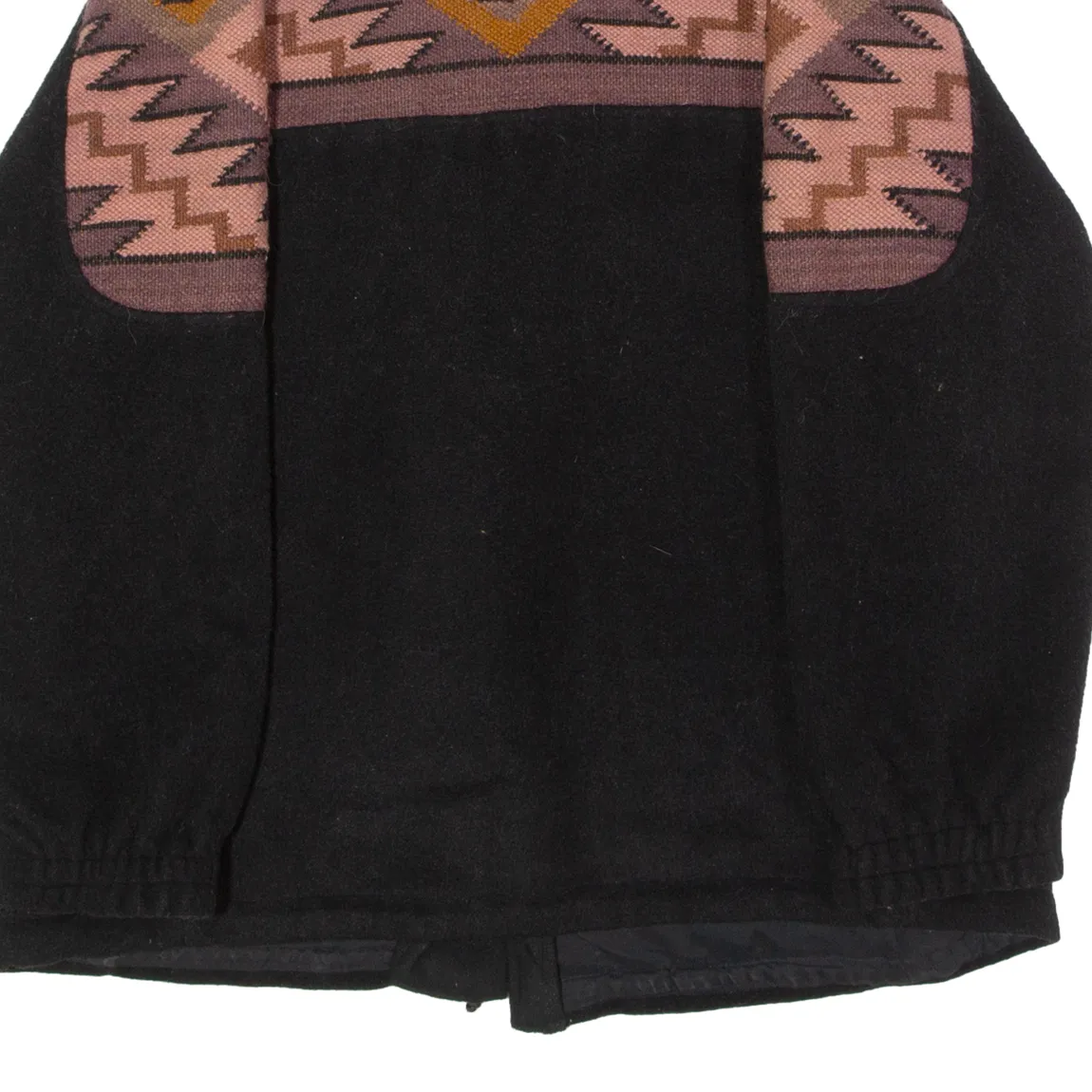 INCAS Peruvian Mens Fleece Jacket Black Wool 90s Geometric XL