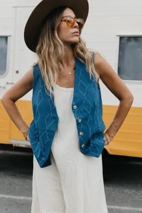 Indigo Denim Vest - Buttoned