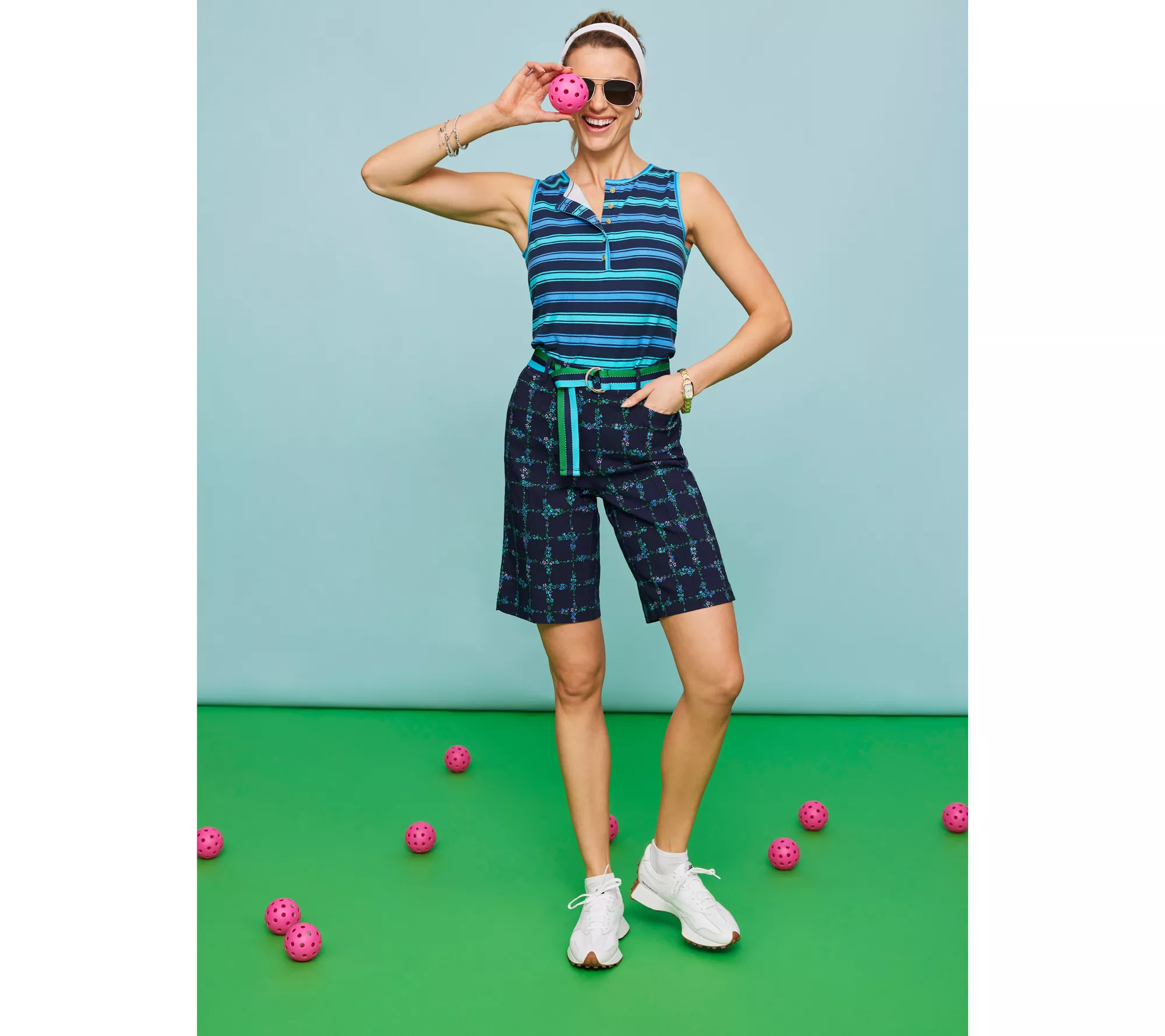 Isaac Mizrahi Live! Clubhouse Yarn Dye Stripe Sleeveless Top