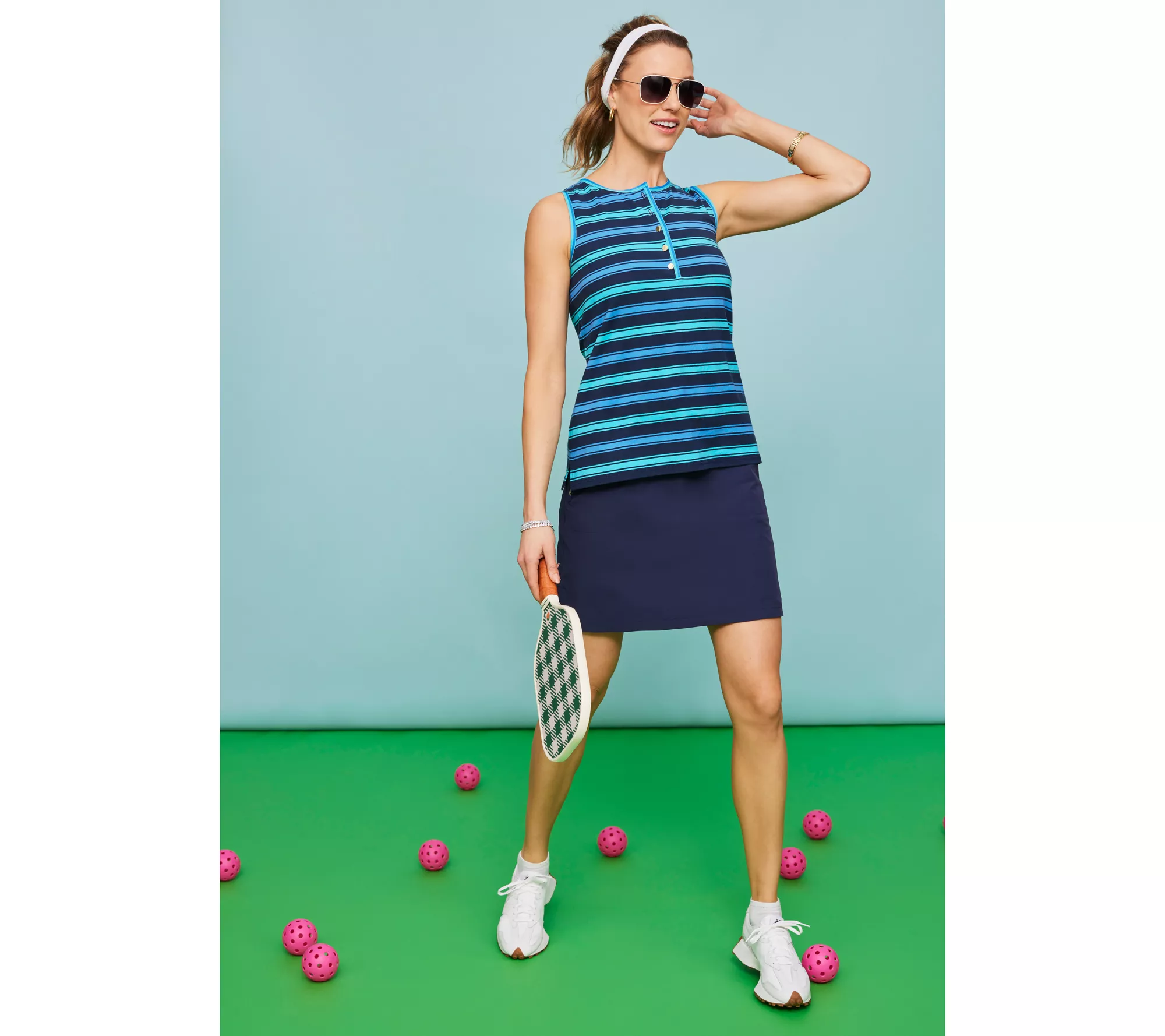 Isaac Mizrahi Live! Clubhouse Yarn Dye Stripe Sleeveless Top