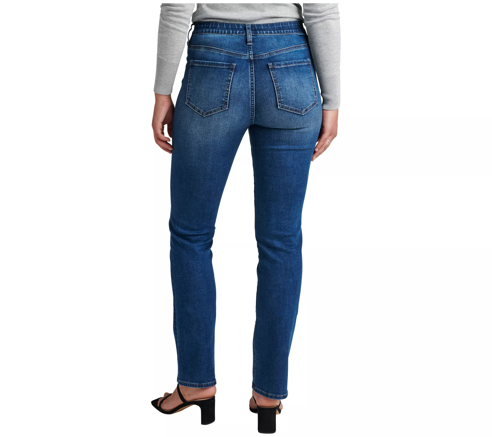 JAG Jeans Petite Ruby Mid Rise Straight Leg Jea ns -Thorne Blu