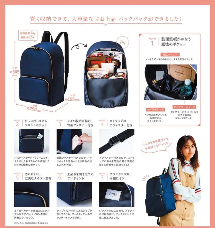 Japanese magazine gift Slobe Blue light backpack