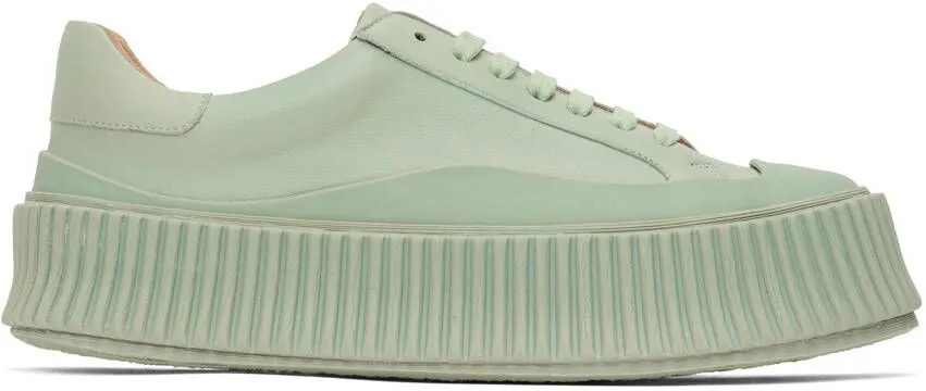 Jil Sander Green Leather Sneakers