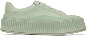 Jil Sander Green Leather Sneakers