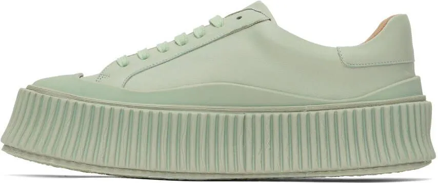 Jil Sander Green Leather Sneakers