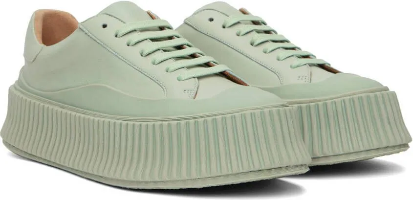 Jil Sander Green Leather Sneakers