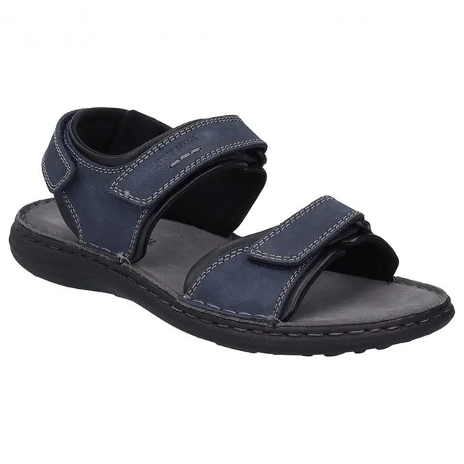 JOSEF SEIBEL  Mens Vincent 09 Jeans Combi Leather Riptape Sandals 27309 TE86 541