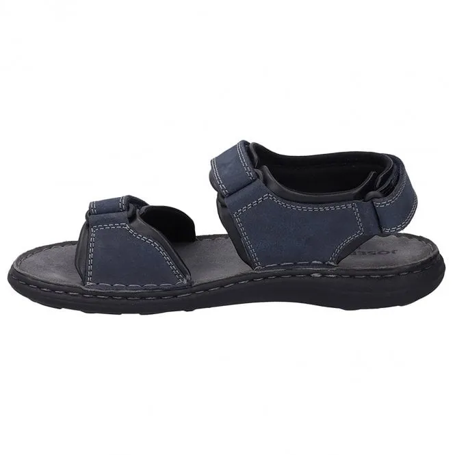 JOSEF SEIBEL  Mens Vincent 09 Jeans Combi Leather Riptape Sandals 27309 TE86 541