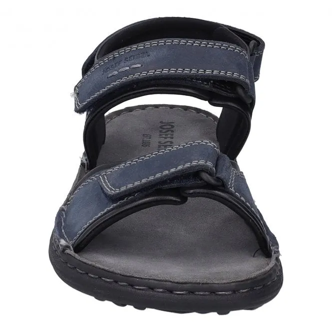 JOSEF SEIBEL  Mens Vincent 09 Jeans Combi Leather Riptape Sandals 27309 TE86 541