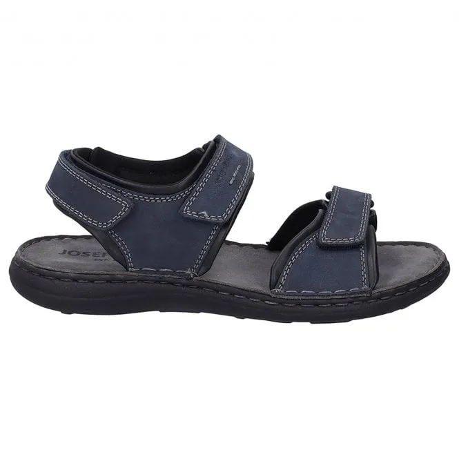 JOSEF SEIBEL  Mens Vincent 09 Jeans Combi Leather Riptape Sandals 27309 TE86 541