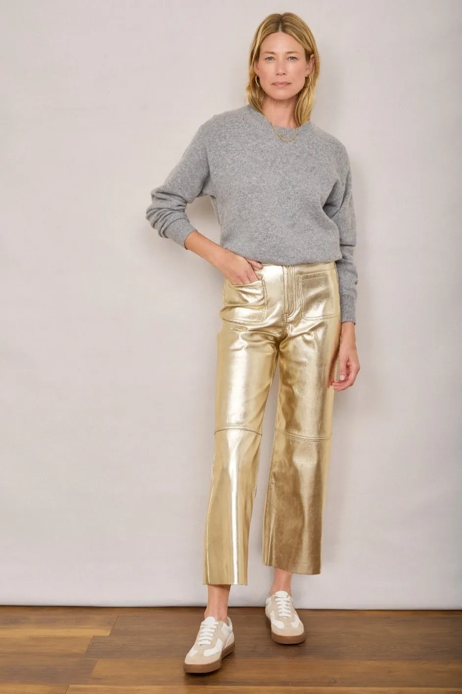 Jules Faux Leather Trousers - Gold