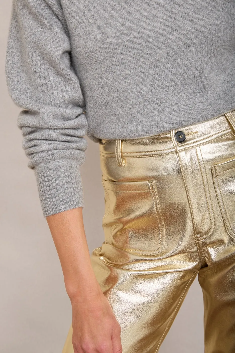 Jules Faux Leather Trousers - Gold