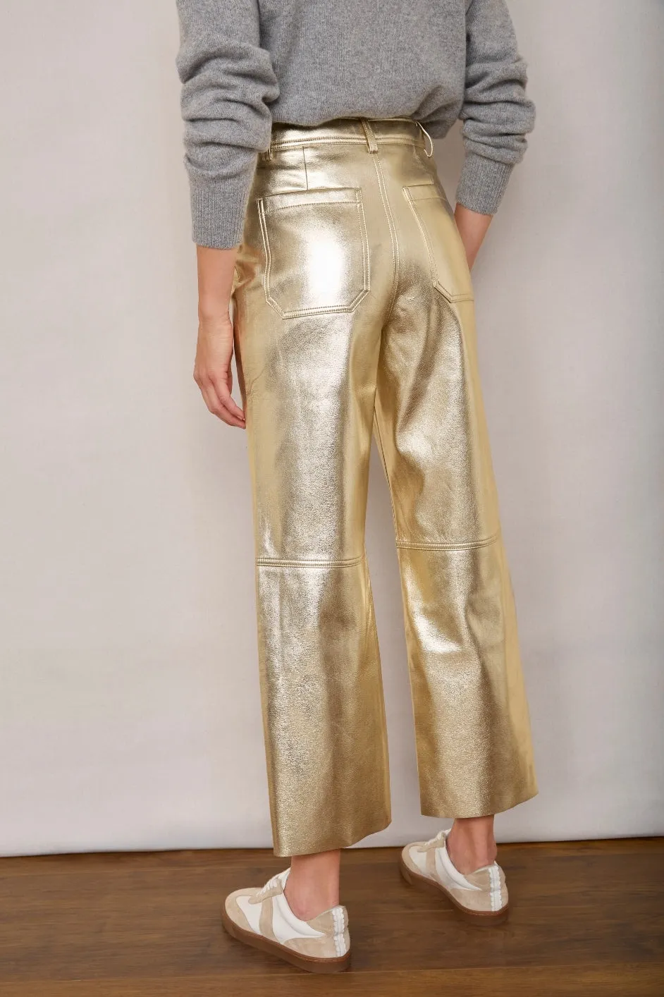 Jules Faux Leather Trousers - Gold