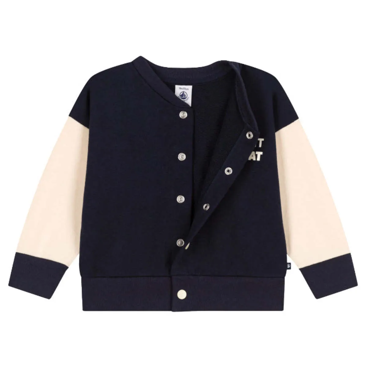 Kids Petit Bateau Baby Lereve Fleece Baseball Jacket - Smoking Blue