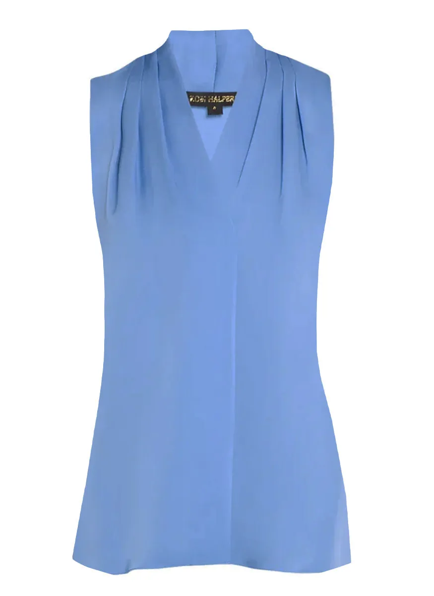 Kobi Halperin Mila Silk-Stretch Sleeveless Top in Deep Blue