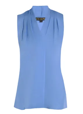 Kobi Halperin Mila Silk-Stretch Sleeveless Top in Deep Blue